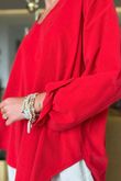 Made in Italy Cooper Needlecord Scoop Dip Back Top Salsa